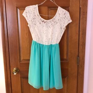 White & Mint Green Dress